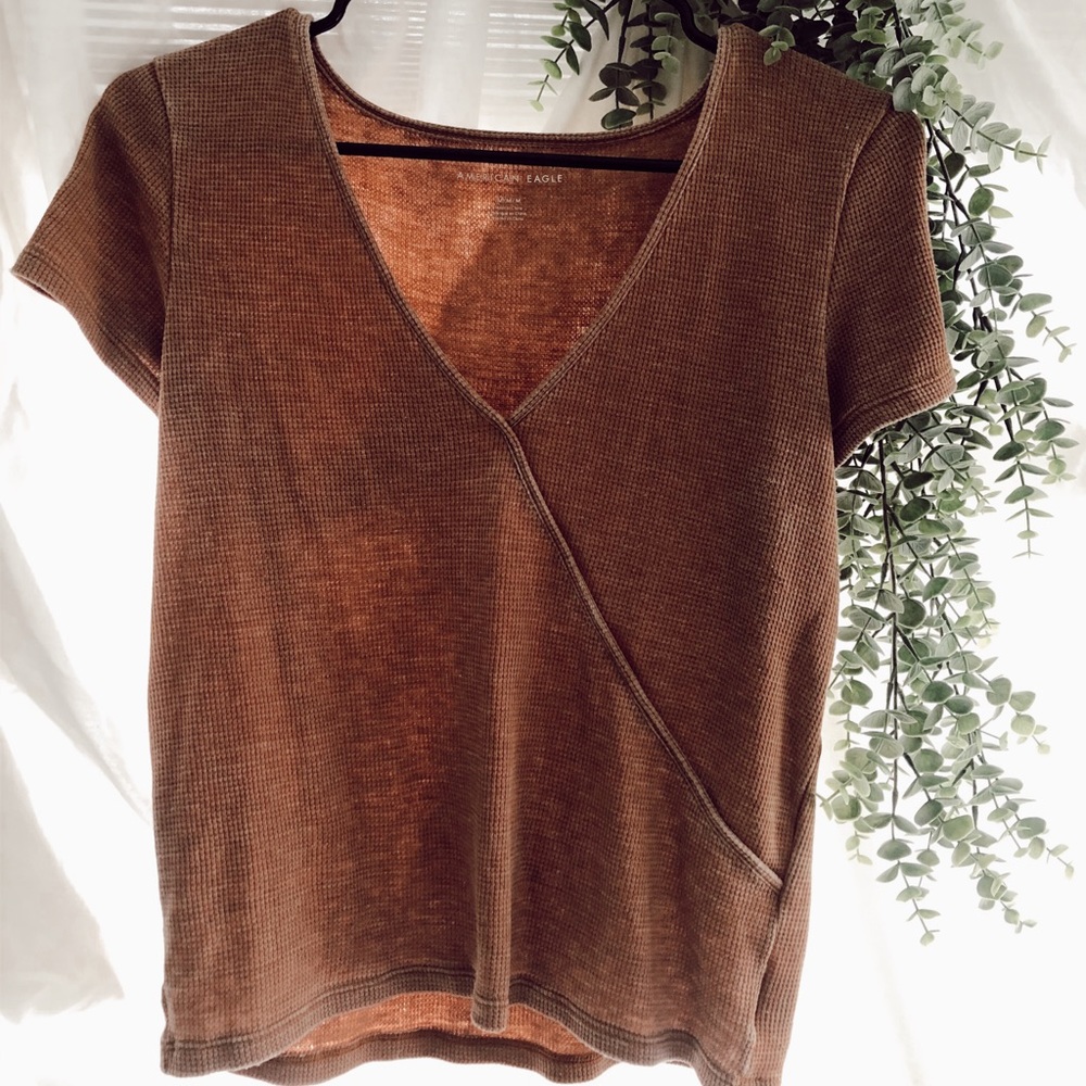 American Eagle Waffle Knit Short Sleeve